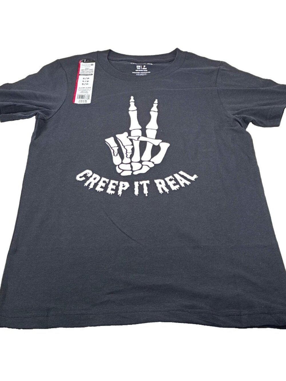 Celebrate It Halloween Skeleton Hand Graphic T-Shirt Gray Mens S Crewneck Cotton